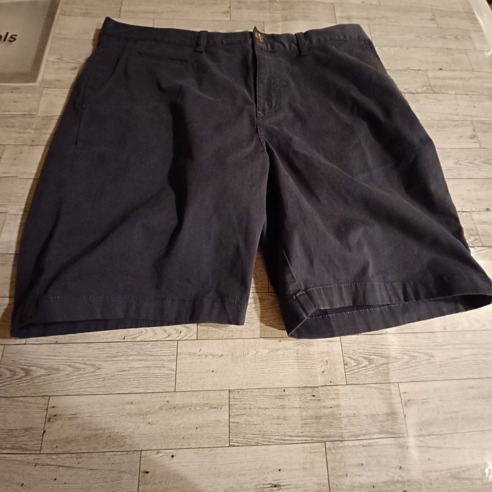 14TH & Union Shorts Mens 38 Black Solid Chino Straight Slim Flat‎ Front Casual